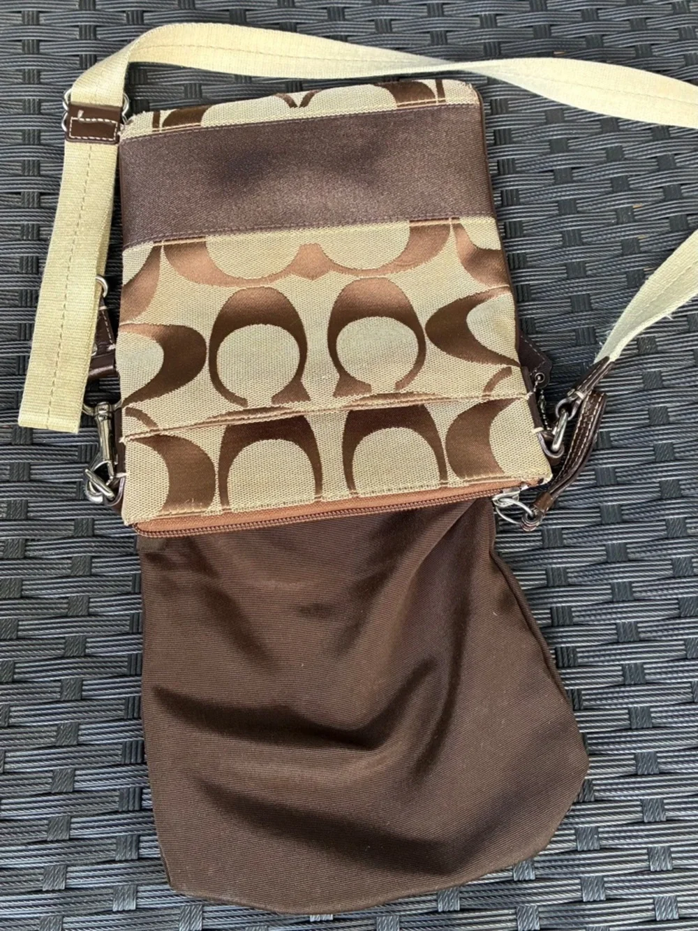 Coach Canvas Signature Crossbody in Brown and Beige